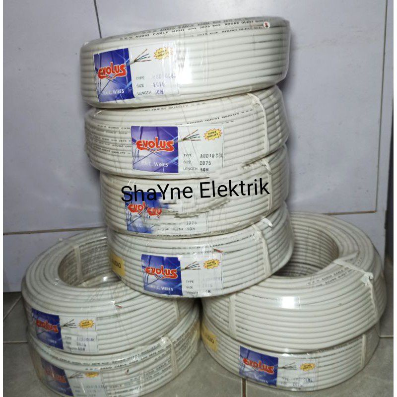 KABEL Listrik isi 2 SERABUT 2X0.75 EVOLUS 50 Meter Hitam / Putih