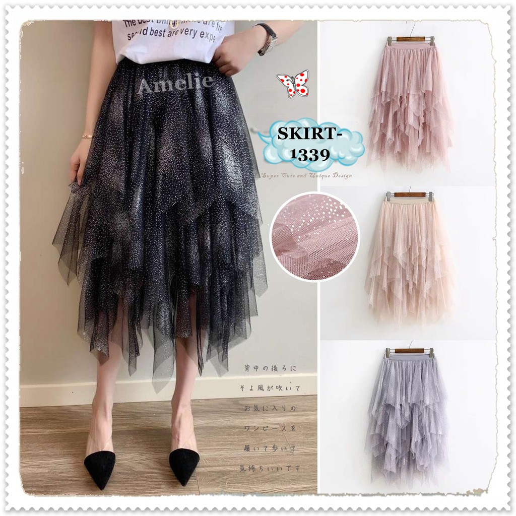 1339 Rok Panjang Midi Skirt Rok Tutu Tumpuk Wanita Dewasa Korea Import