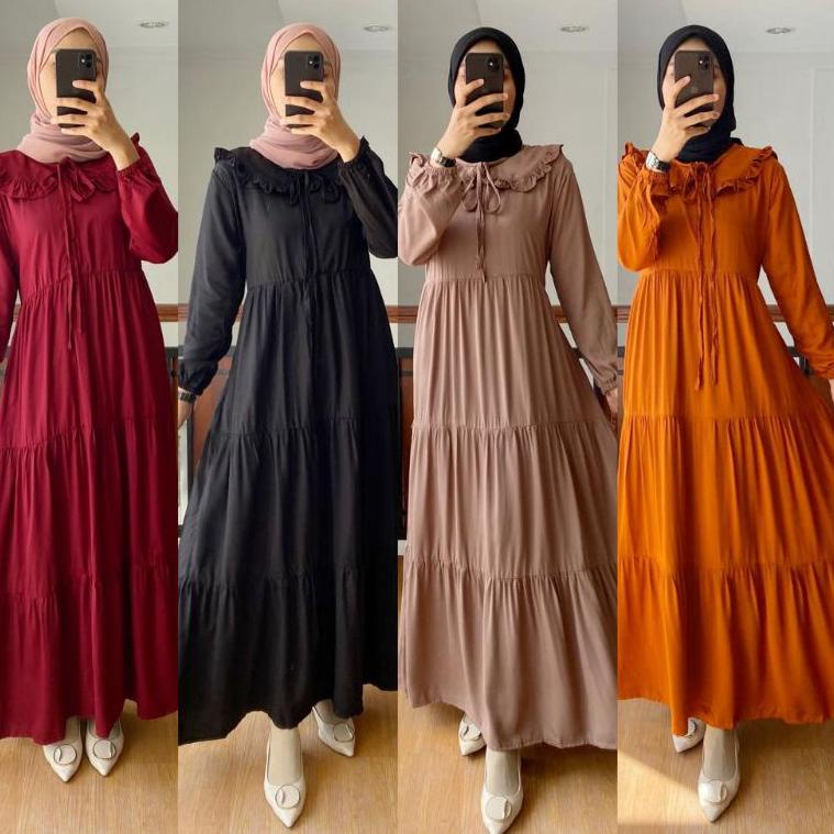 {WNS.02Jn22ˢ} AMORA gamis rayon twill premium polos tali pinggang baju muslim wanita2022 Baju lebara