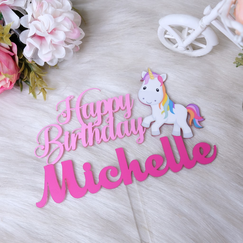 Cake Topper Happy Birthday Acrylic+Image