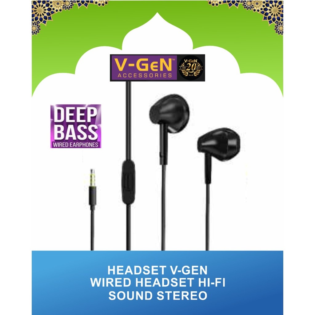 HEADSET EARPHONE V-GEN WIRED VEP1-18 1.2M