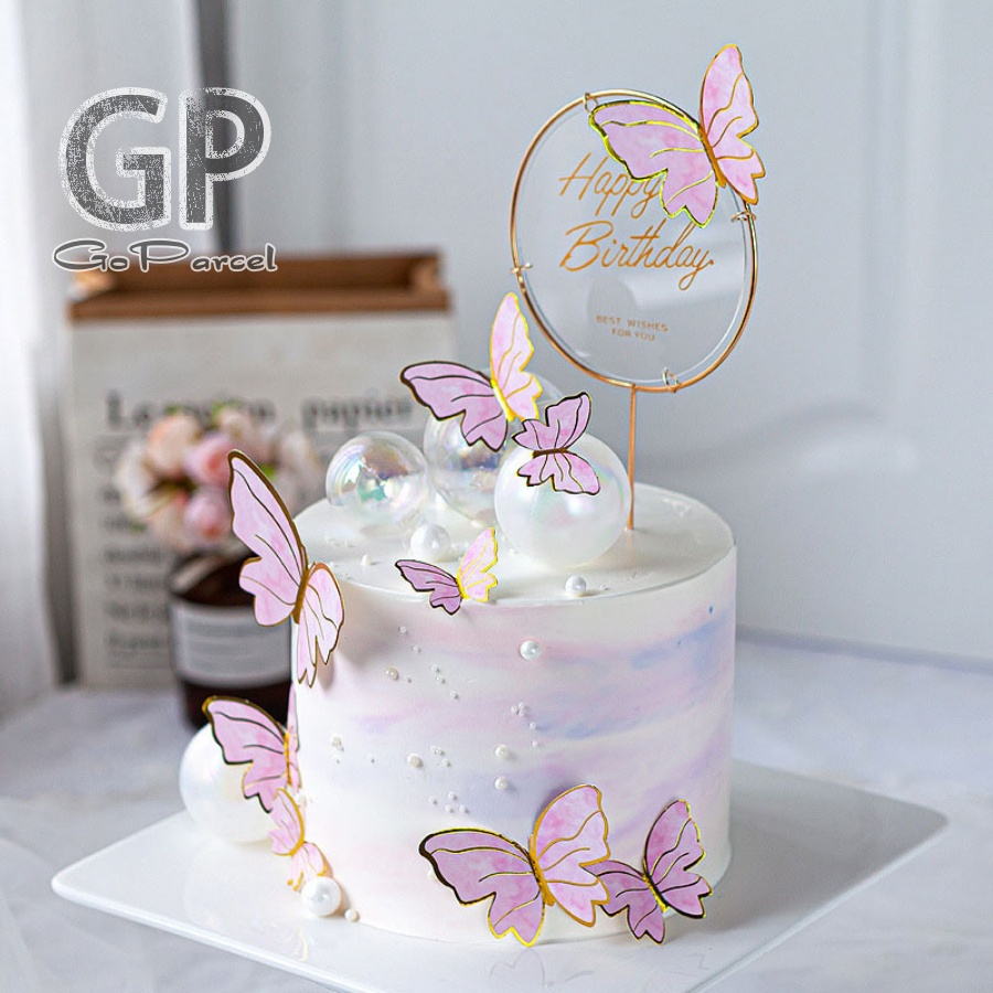 ( Set 10 Pcs ) TOPPER CAKE BUTTERFLY / TOPER KUE KUPU - KUPU / HAPPY BIRTHDAY CAKE DEKORASI RUANGAN FLOWER BOUQUET DECOR FLORIT HIASAN KARANGAN BUKET BUNGA