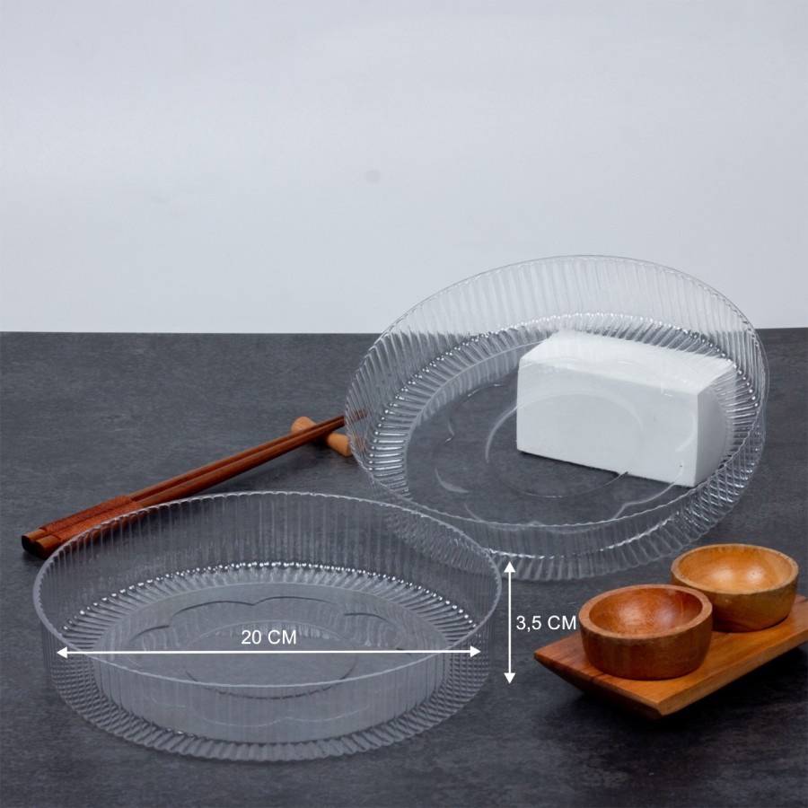 Mika Alas Pudding Tatakan Puding Tray Kue Tart Mika Plastik Bulat Ukuran 20cm (Isi 10pcs)