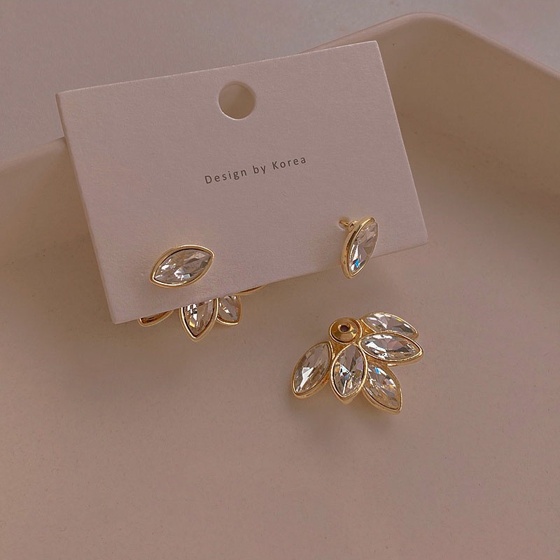 Anting Tusuk Sterling silver 925 Desain Bunga Hias Kristal Zircon Mewah Untuk Wanita