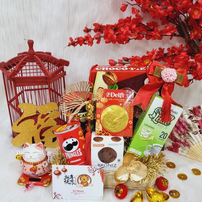 

Paket box dekorasi sakura hampers imlek cny parcel kado kue kering 86