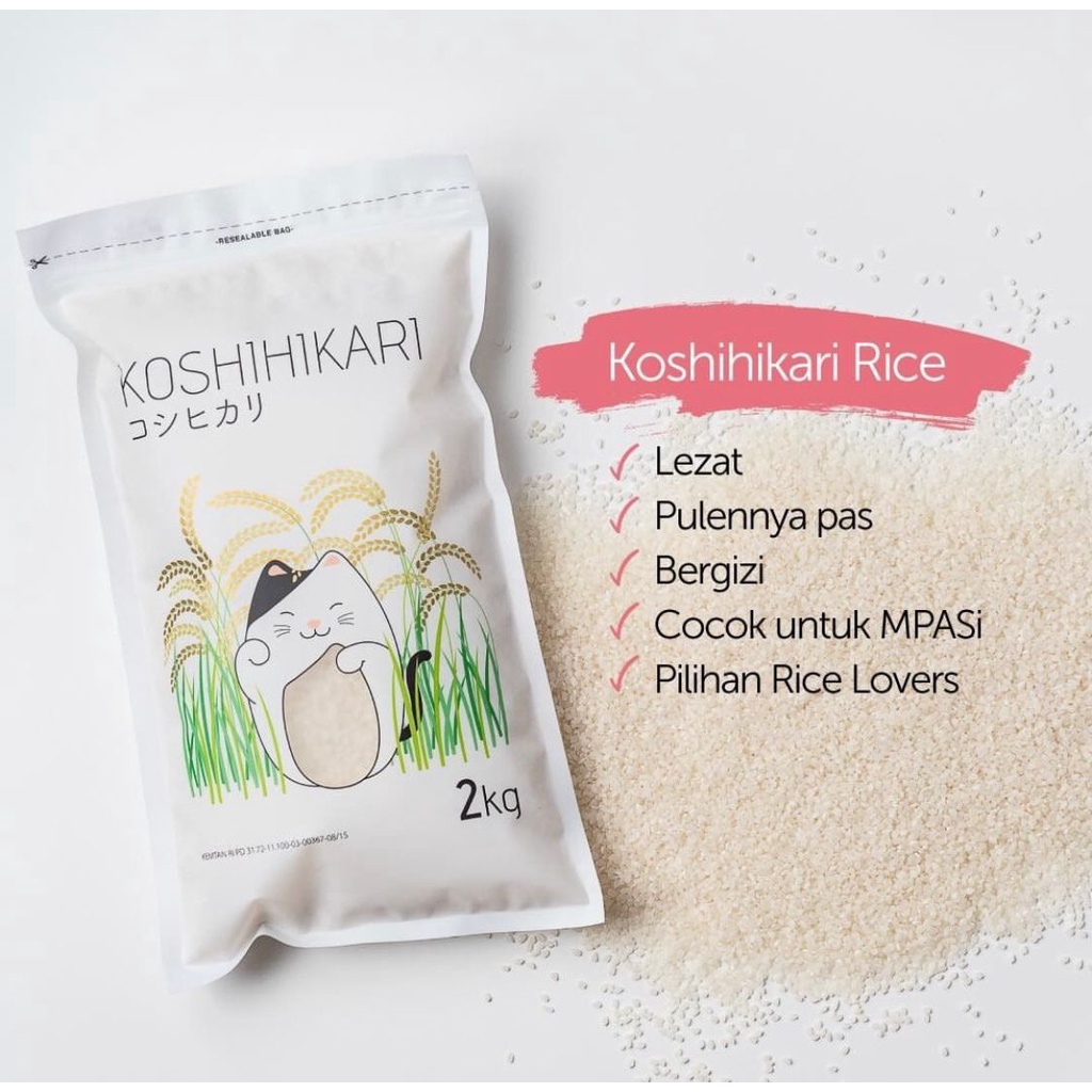 Koshihikari Rice 5kg - Beras Jepang Mpasi - Beras Mpasi - Beras Sushi - Beras Pulen