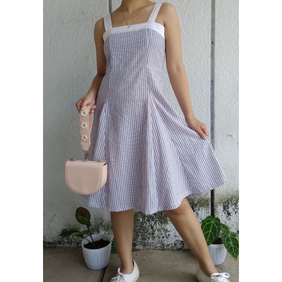 Dress Korea / Dress Lilac / Dress Motif Garis