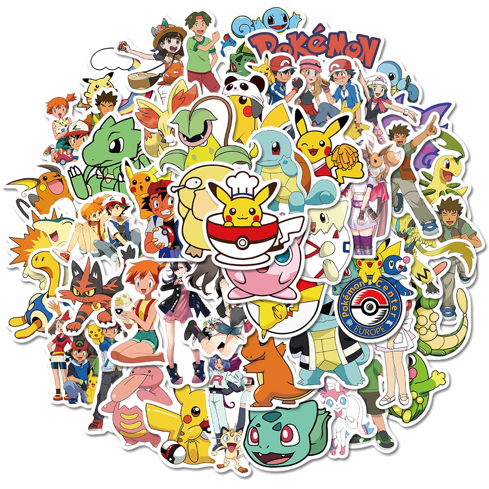 50pcs Stiker Graffiti Kartun Anime Pokemon Lucu Anti Air Untuk Dekorasi Laptop