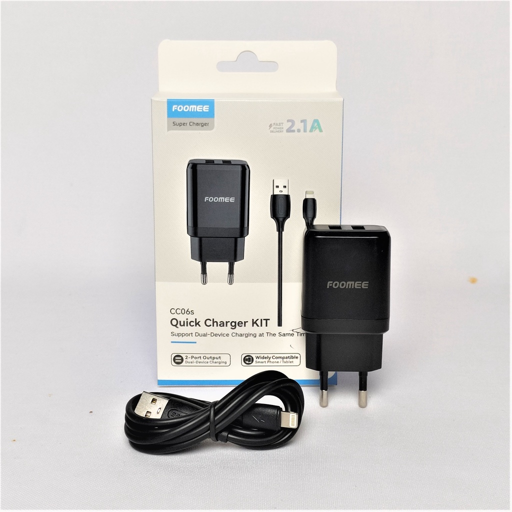 Foomee Quick Charger Kit 2 USB with Lightning Kabel CC06S