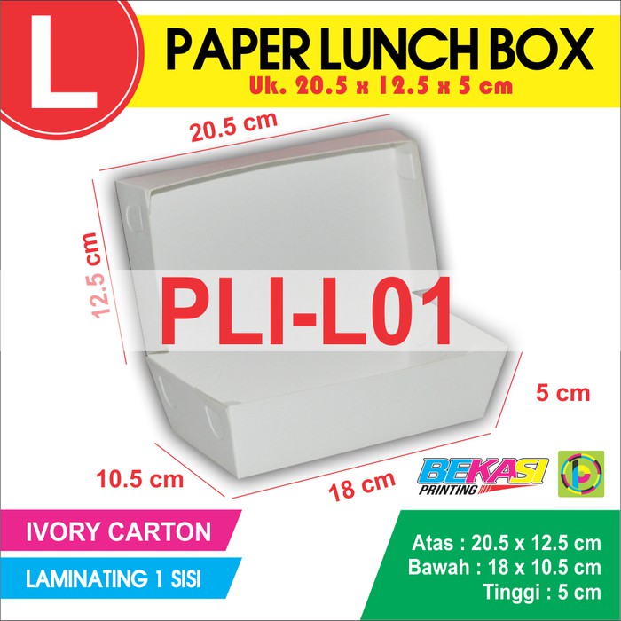 Order Langsung Paper Lunch Box / Kotak Makan Polos Ukuran L + Laminating Terlaris