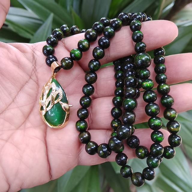 Kalung Tasbih Akar bahar Hijau
