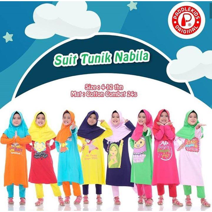 Baju Anak Perempuan Muslim Tunik NABILA PADDLE KIDS Usia 4 sd 12 Tahun