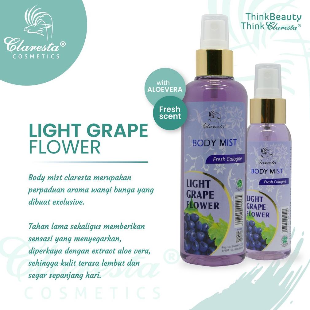 Claresta Body Mist Light Grape Flower Fresh Cologne 100/250 Ml
