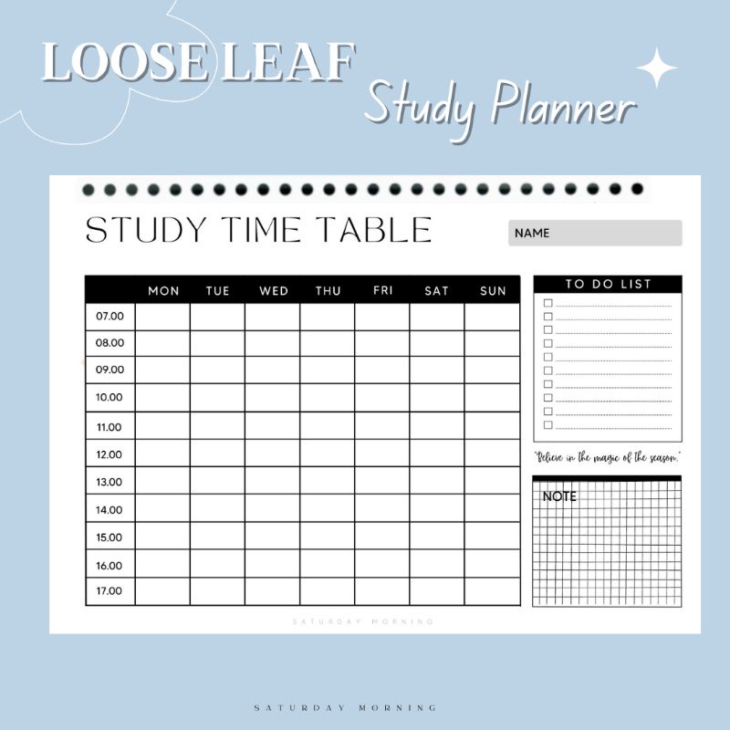 

SN53 Loose Leaf Study Planner B5 A5 / Study Planner Murah