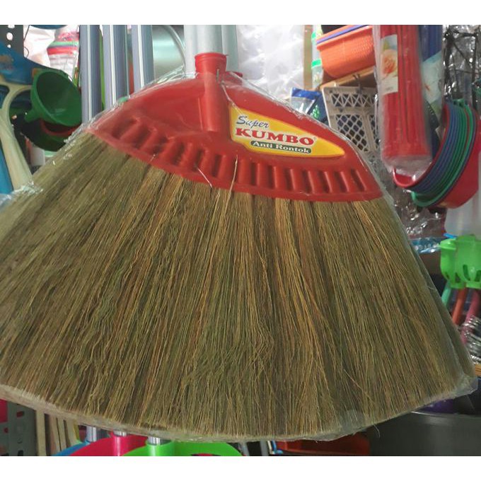 Sapu Ijuk/Sapu Lantai Merek Kumbo Gagang Kayu tebal dan tidak mudah rontok-2