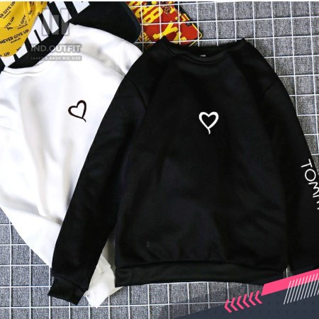 IvannaCollection Sweater Basic Oversize Outerwear Jumbo Pria Wanita Switer Crewneck Couple Pasangan Suiter Kasual Korean Style Love Tengah Lengan Panjang Size L XL XXL