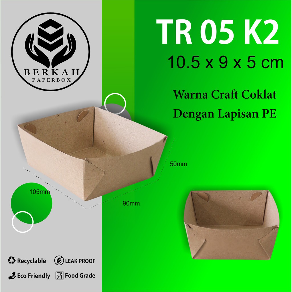 Paper Tray Bungkus Makanan Nampan (TR5K2-10.5X9X5 Cm)