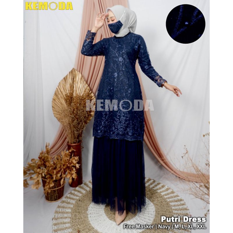 Gamis Lebaran Tulle Dress Pesta Terbaru Free masker