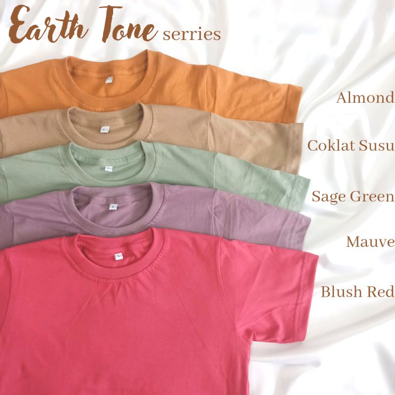 Kaos Anak Polos Earth Tone Cotton Combed 30s Asli