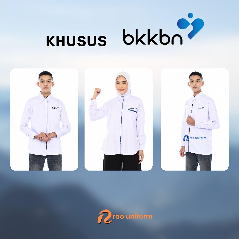 baju seragam BKKBN tangan panjang kemeja putih tangan panjang karyawan kantor