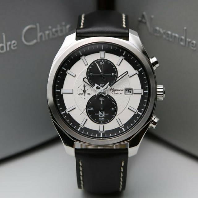 Jam Alexandre christie pria ac 6550 mc original Black silver white