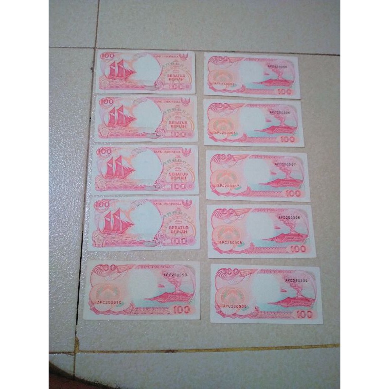 uang kertas asli 100 perak tahun 1992 perahu pinisi