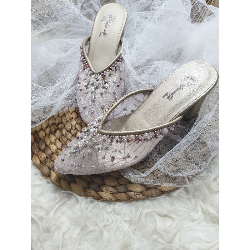  sepatu wedding  yohana purple gold sepatu  wanita cantik 