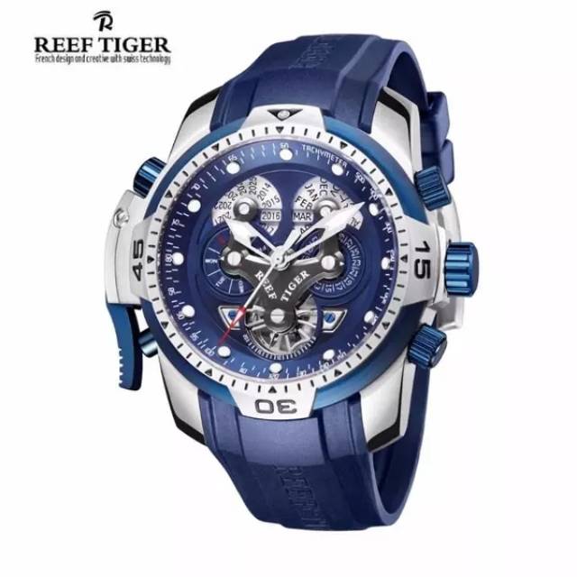 JAM TANGAN REEF TIGER AUTOMATIC AURORA CONCEPT BLUE ICE ORIGINAL RESMI