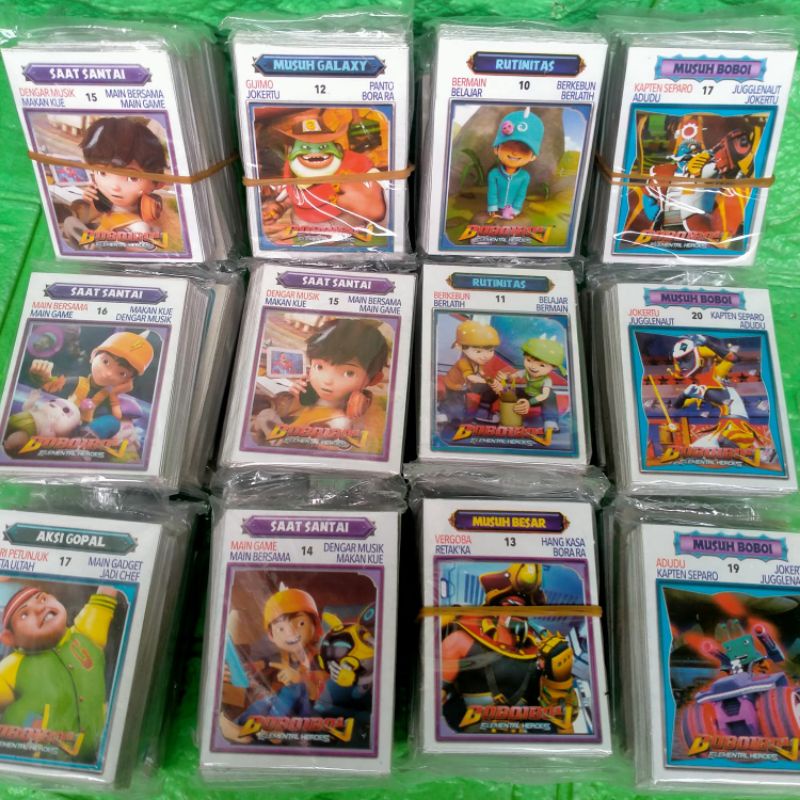 12 Sachet Mainan Kartu Boboiboy Galaxy roblok ff onepiece Wartet DG 4,5x6,5Cm Kwartet Boboi