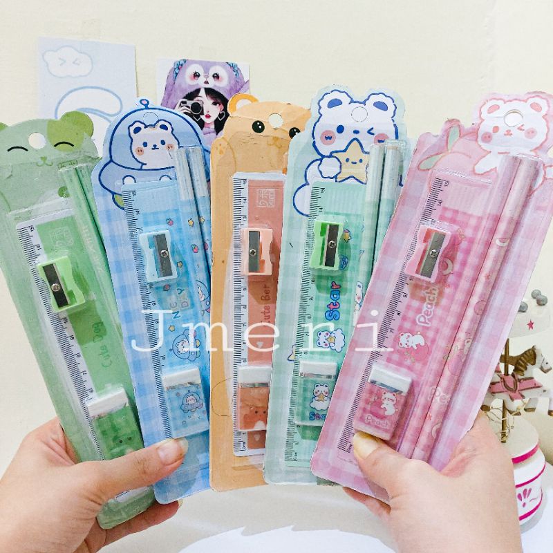 

Set Alat Tulis Lucu isi 5 Barang / Set Pensil Lucu / Set Pensil Bear / Set Pensil Korea / Hadiah Anak Anak