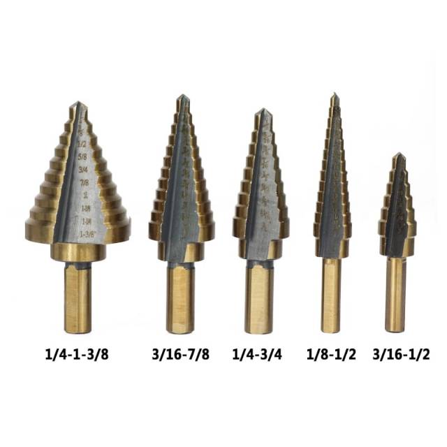 5pcs Mata Bor Besi Pagoda Kerucut MultiStep Drill Bit 3-35mm