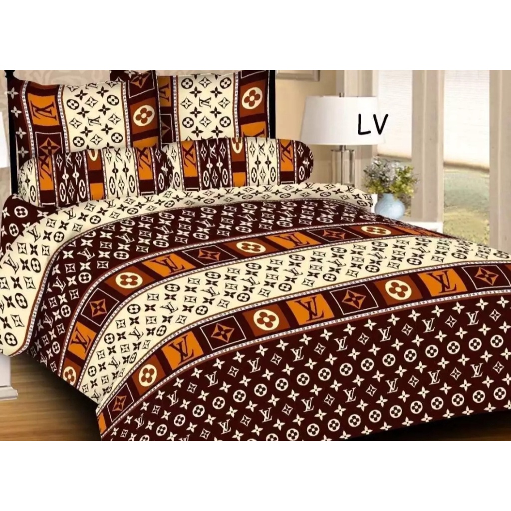 1Set SPREI VITO MOTIF LV TWIST TERBARU Ukuran 180x200 cm  - SEPREI ANTI LUNTUR