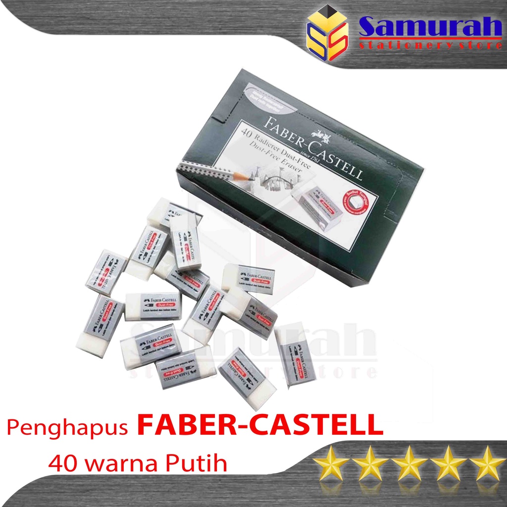 Penghapus Pensil Faber-Castell Putih Kecil 1 Box isi 40 pcs / White Stip Eraser Dust Free / Hapusan 