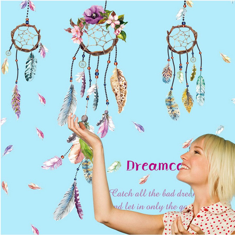 RELIZA WALL STICKER DREAM CATCHER DREAM DREAMCATCHER BULU SK9051 STIKER DINDING