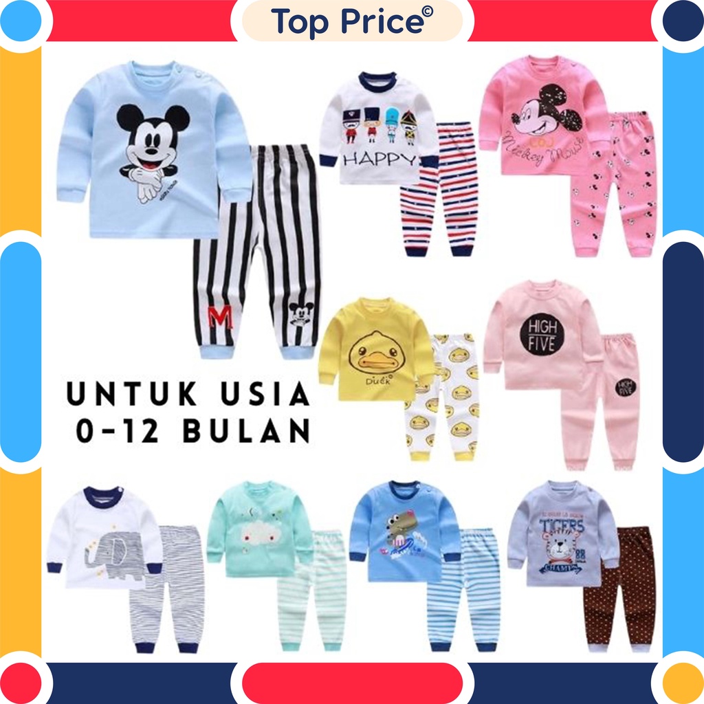 Topprice (2) Piyama Anak Lengan Panjang Baju Santai Motif Karakter Anak Import BB02