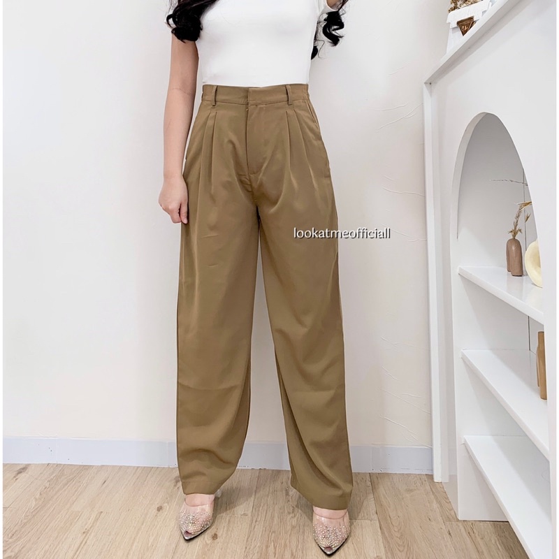 Lookatmeofficial • Bianca Loose Trousers Pants Celana Kulot Casual Polyester Premium