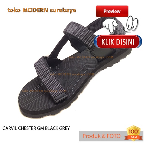 CARVIL CHESTER GM BLACK GREY sandal pria casual sandal gunung slide