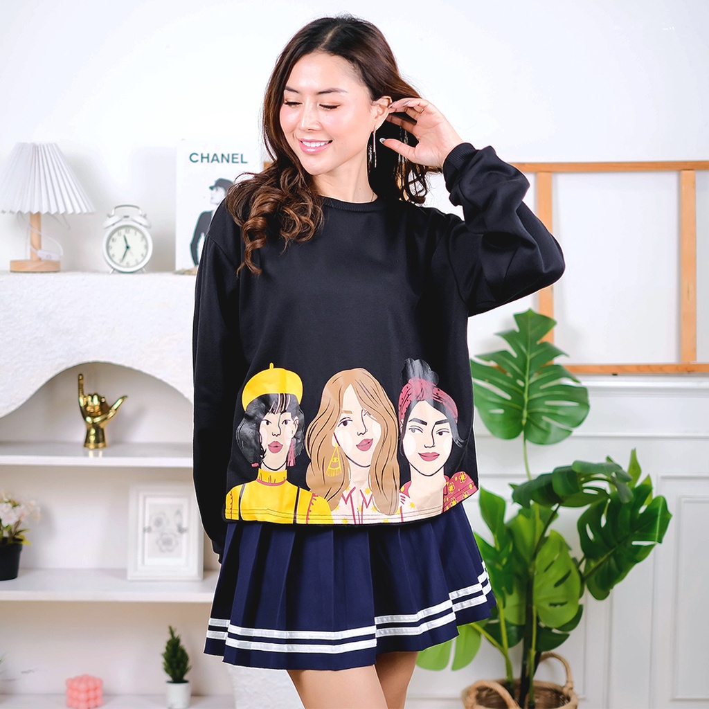 Tq88indonesia Fashion Baju Sweater Wanita Kekinian / FLEECE Sweater Selza / Baju Luaran Tebal Wanita / Outer / Ootd / Switer / Baju Santai Wanita / Ootd / Sweater Tebal / Sweater Korean Style