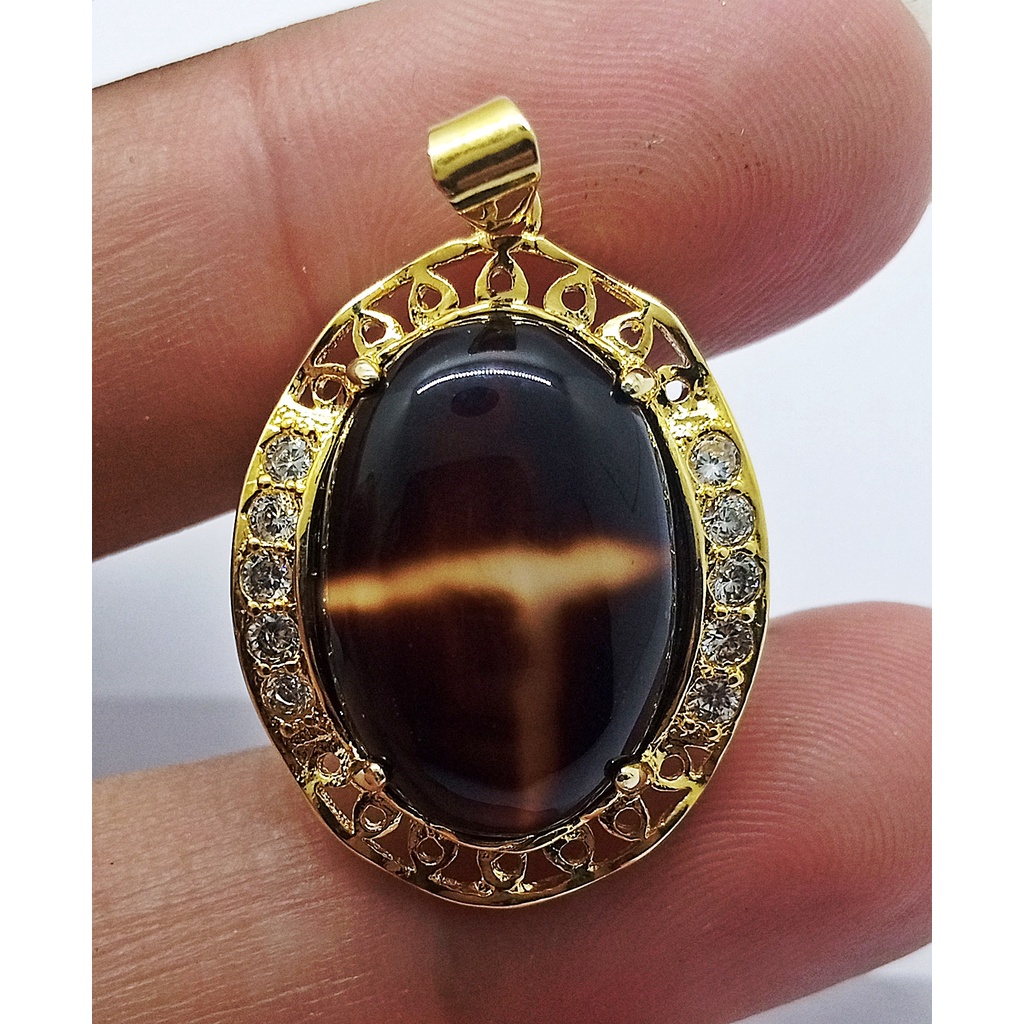 Liontin Batu Tapak Jalak Ring Lapis Emas
