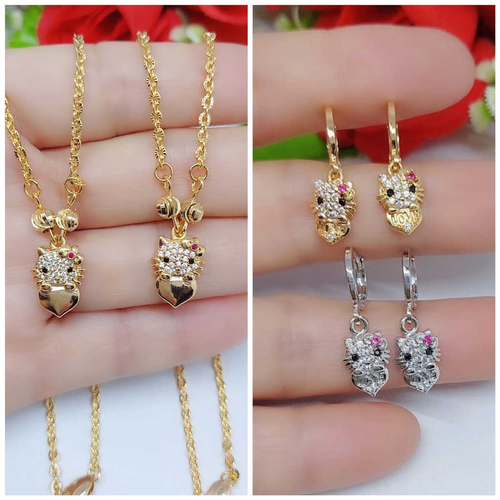 Set Perhiasan kalung dan anting lapis emas HK