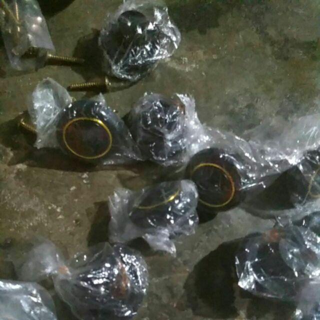 Handle Knob Laci Lemari Bulat Plastik Hitam Gold / Tarikan Bulat Plastik Hitam Gold