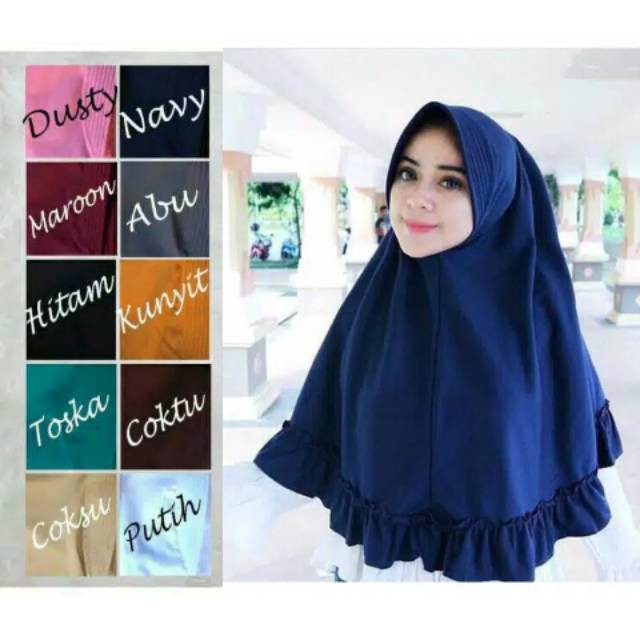 Kerudung / hijab Khimar pet rempel antem simple bahan diamond