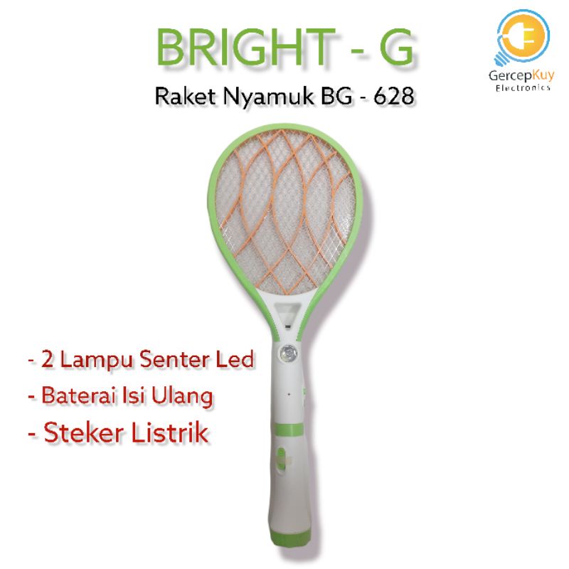 Raket Nyamuk + Senter LED Putih 2 in 1 Bright BG - 628