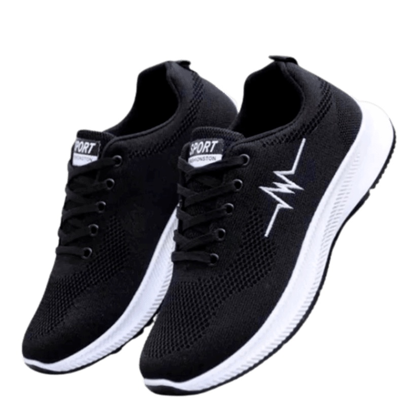 Sepatu sneakers pria motif zigzag / sepatupria kasual olahraga running motif petir hitam