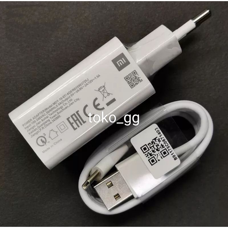 Kelaashop Charger Xiaomi Mdy-10-Ef Fast Charge 18W Kabel Type C For Xiaomi Redmi Note 8 / Redmi Note