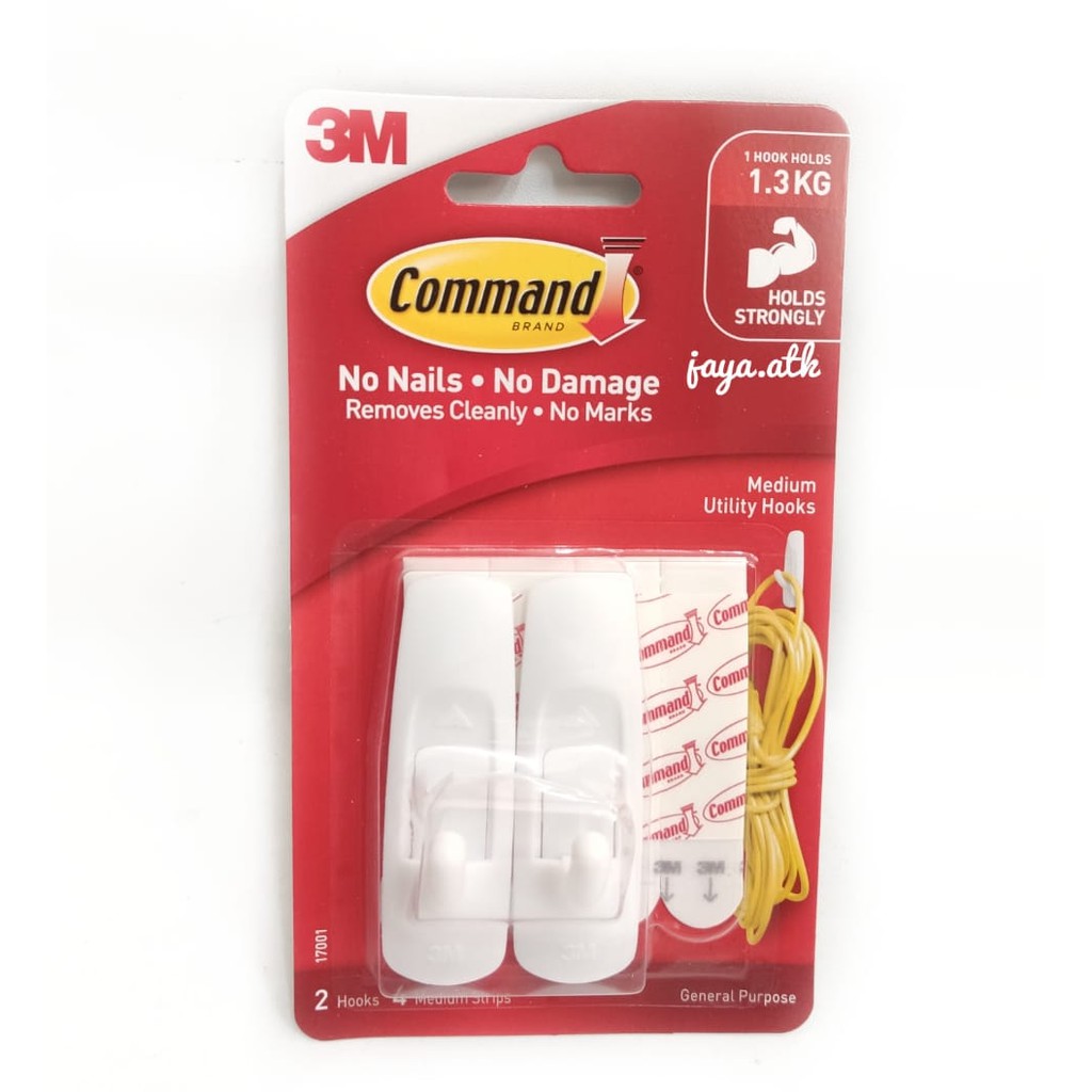 GANTUNGAN HOOK MEDIUM SERBAGUNA 3M COMMAND 17001 HANGER 1,3 KG UTILITY MEDIUM HOOK