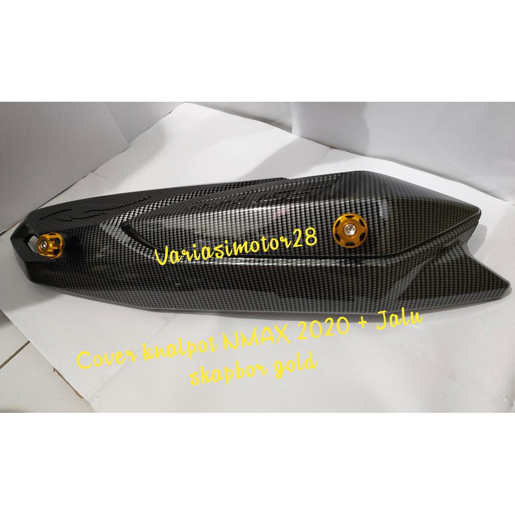 COVER KNALPOT NMAX NEW 2020 + JALU SPAKBOR / PELINDUNG KNALPOT CARBON NEMO + JALU KNALPOT