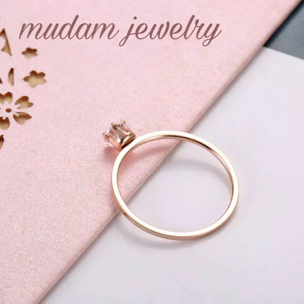 Cincin Wanita C4rtier Ring Diamond Ukuran Sedang Titanium Rose Gold dan Gold