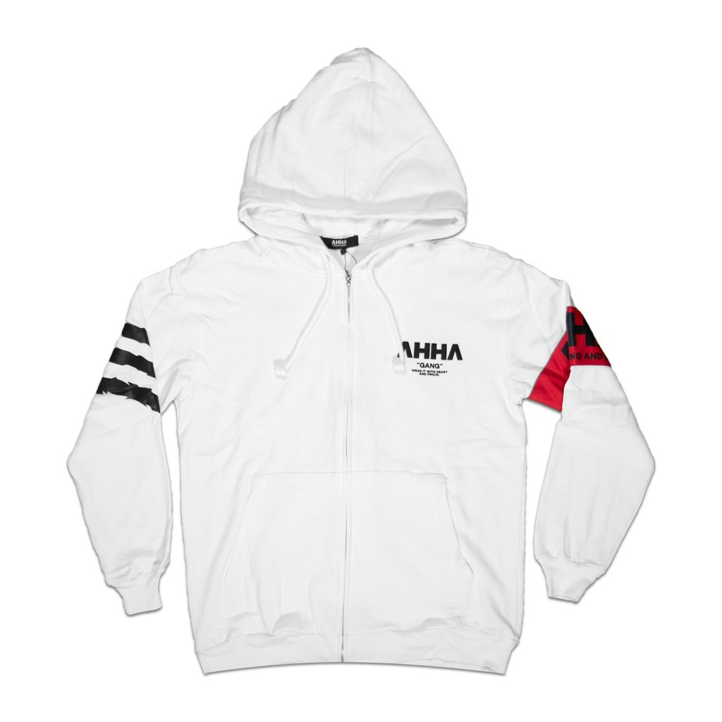 Hoodie Zipper AHHA  White SPECIAL EDITION Shopee Indonesia