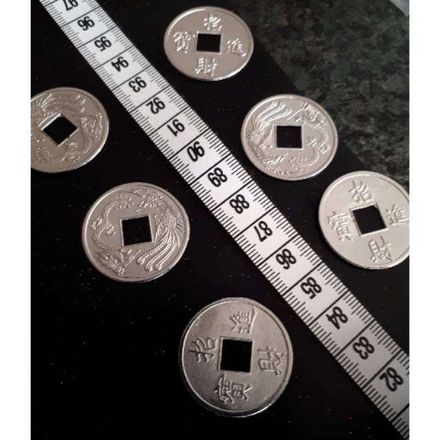 Kancing Koin Silver/Perak 3cm/ Aplikasi Baju/ Koin Cina 3cm Satuan